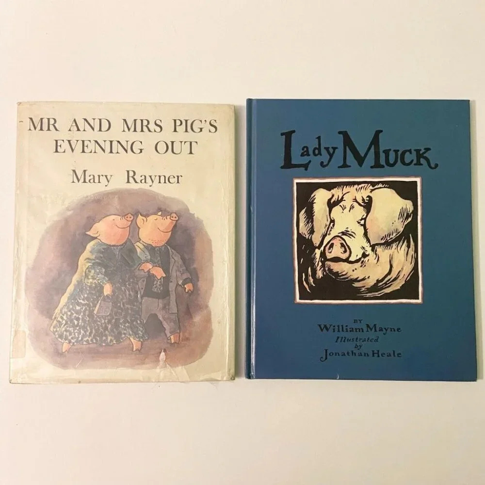 Vintage Lot Lady Muck by Mayne and Mr and Mrs Pigs Evening Out by Rayner Books
